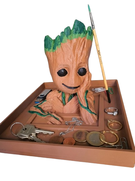 🌱 Bandeja Organizadora Baby Groot - Edición Fan Art | 3D Pintado a Mano 🎨✨
